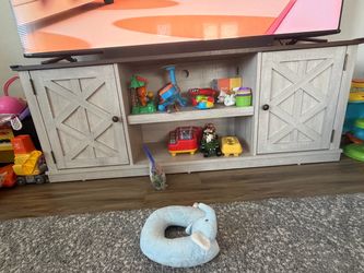 Farmhouse TV Stand with Barn Door Cabinets
