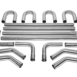 16 Pcs 2.5 Inches Stainless Steel DIY Universal Exhaust Kit Escape Kit de escape universal DIY de acero inoxidable de 16 piezas de 2.5 pulgadas