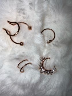 Rose Gold Body Piercing Rings Set of 4