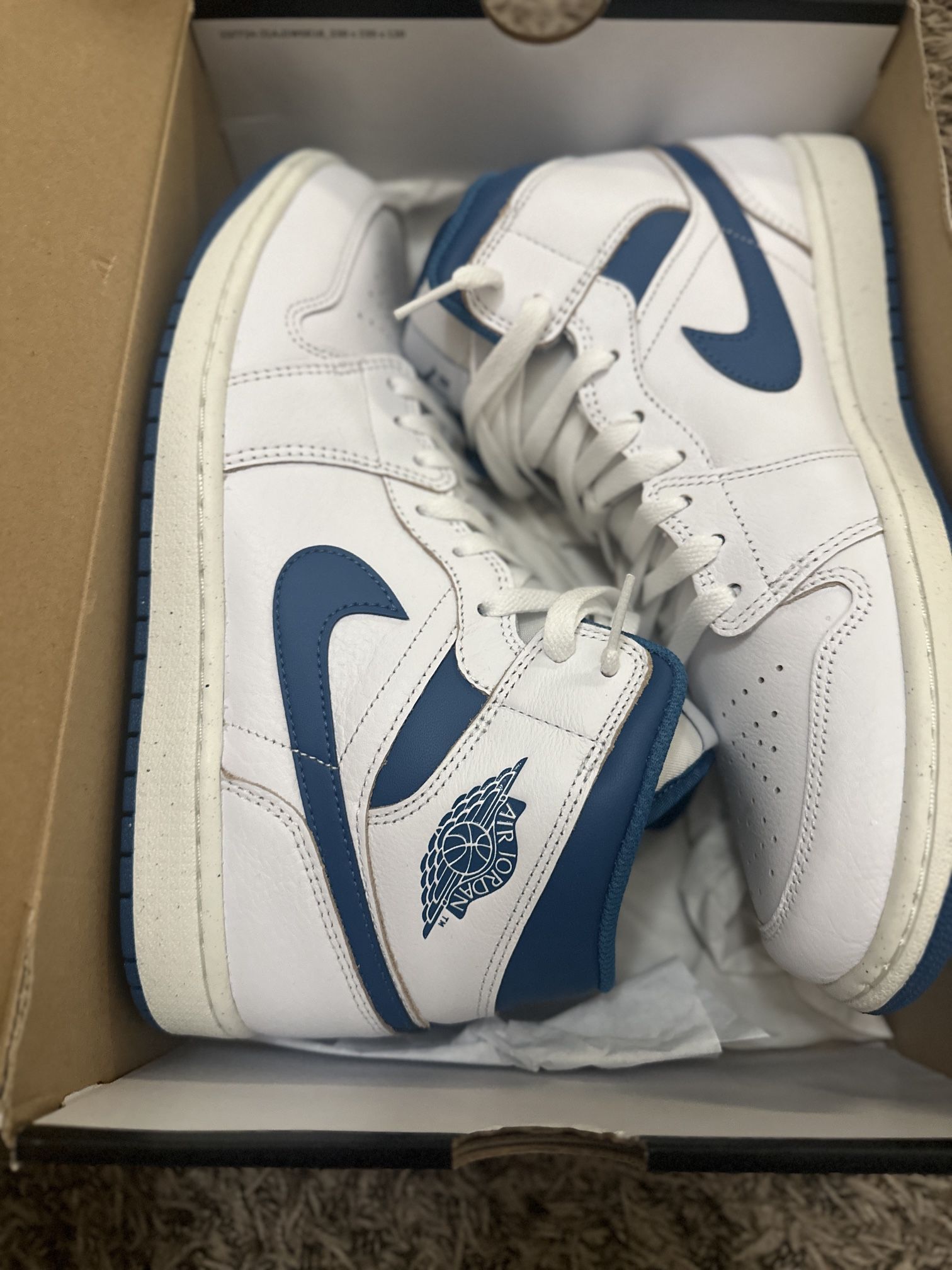 Nike Air Jordan 1 white and sail (industrial blue colorway)