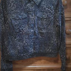 Dark Brown And Black Leopard Jean Jacket