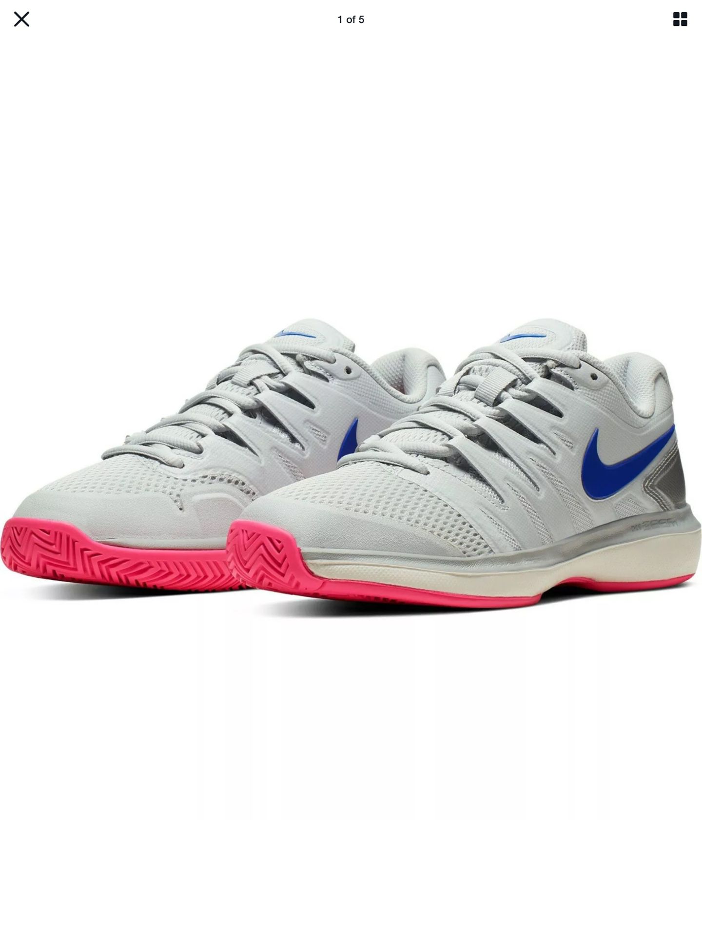 Nike Air Zoom Prestige HC Women's Size 10 men’s 8.5 Tennis Shoes Pure Platinum AA8024-004