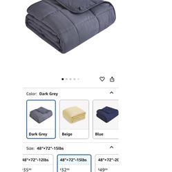 Weighted Blanket- 15lb, 48”x72” Twin 