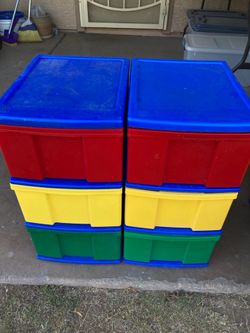 Storage Bins Multi Colored 3 Drawers LOT OF 2