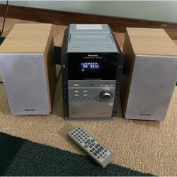 Panasonic SA-PM193 CD MP3 Receiver Shelf Stereo System Speakers & Remote