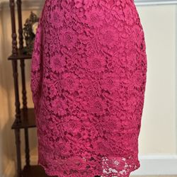Hot Pink Lace Straight Pencil Skirt
