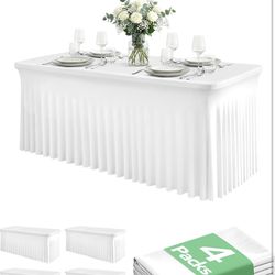 4 Pack Spandex Table Cover Skirts for 6ft Rectangle Tables