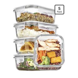 5Pack 22oz Glass Storage Containers with Lids