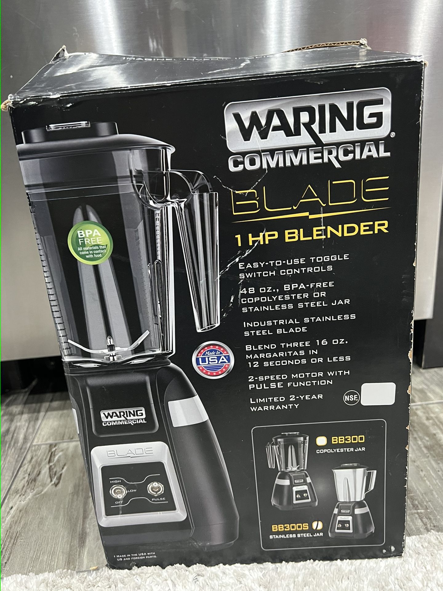 Waring Commercial BB300S 1-Hp bar Blender, Black 48 oz