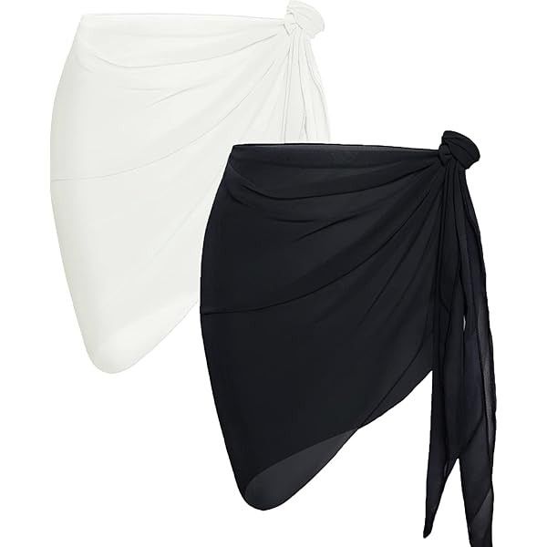 CHICGAL 2 Pieces Women Beach Sarong Bathing Suit Wrap Skirt Sheer Bikini Swimsuit Cover Ups for Swimwear