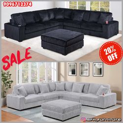 4pcs Large Corduroy Sectional Sofa Set
