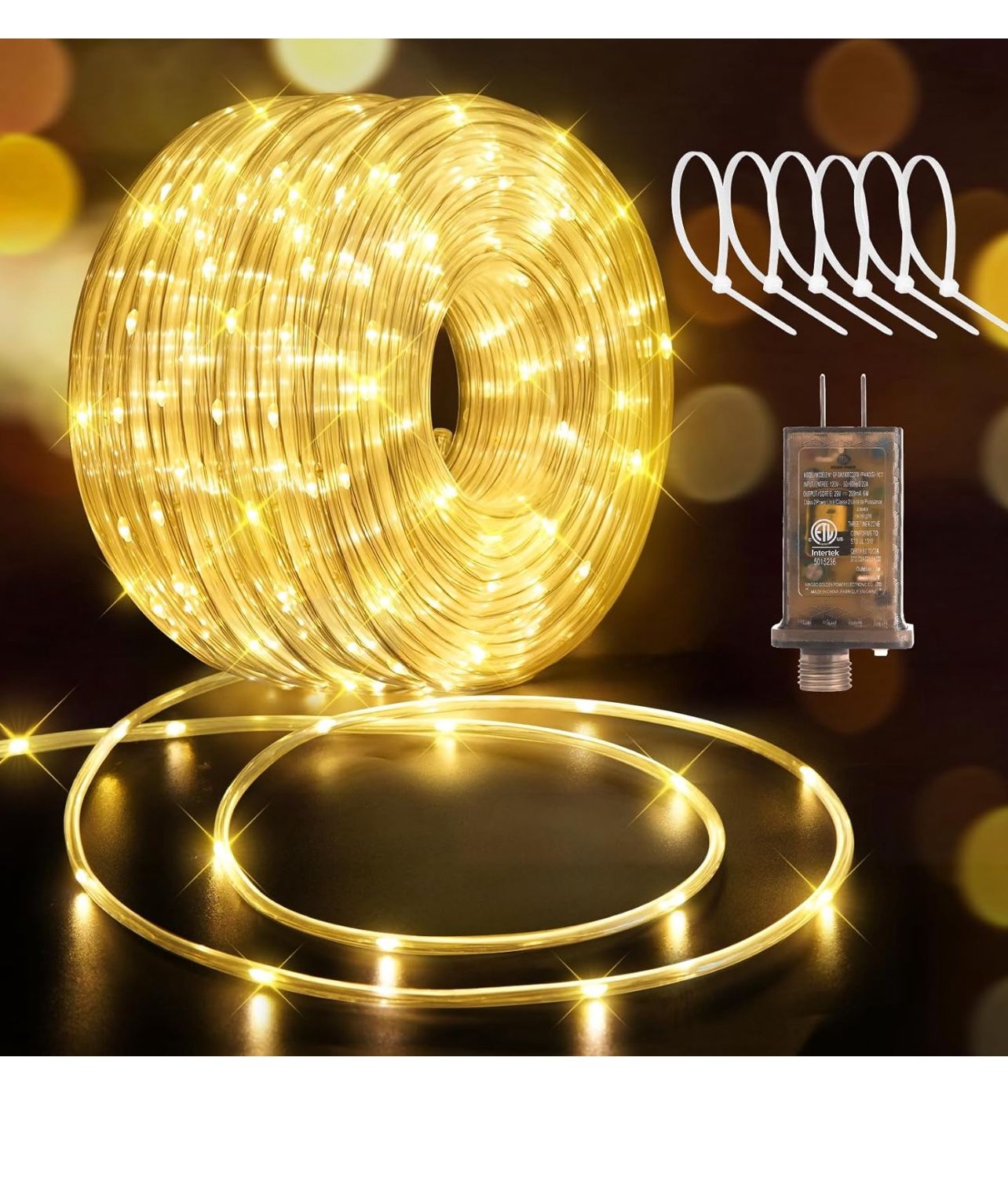 Brandnew LED Rope Lights 197FT Waterproof Rope Light 600 LED Flexible Tube Lights Plug in with 8 Modes for Garden Patio Bedroom Party Indoor Outdoor D