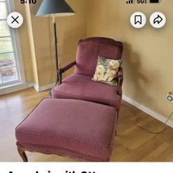 wood chair with ottoman excellent condition