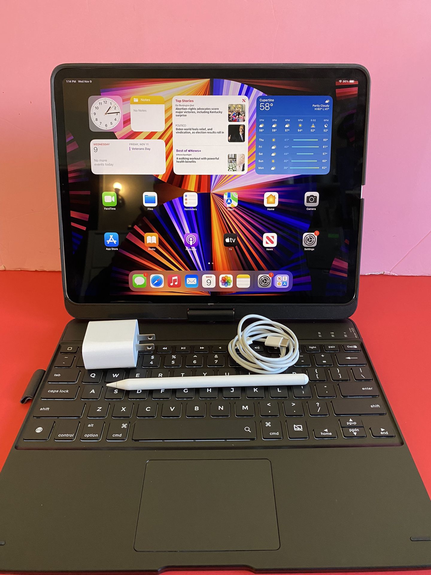 512GB Apple IPad Pro 12.9” 5th Generation ( 2021 Model / M1 chip / XDR Led display ) with keyboard pen & Accessories (warranty till 08/2023)