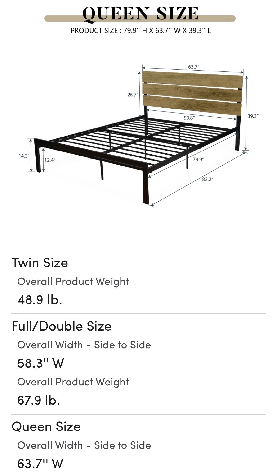 Queen bedframe AND costco Mattress