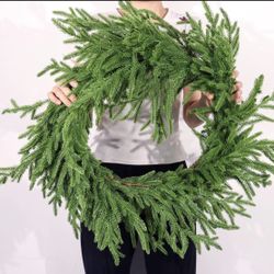 9 Ft Christmas Norfolk Pine Garland Real Touch Artificial Faux Greenery Chris...