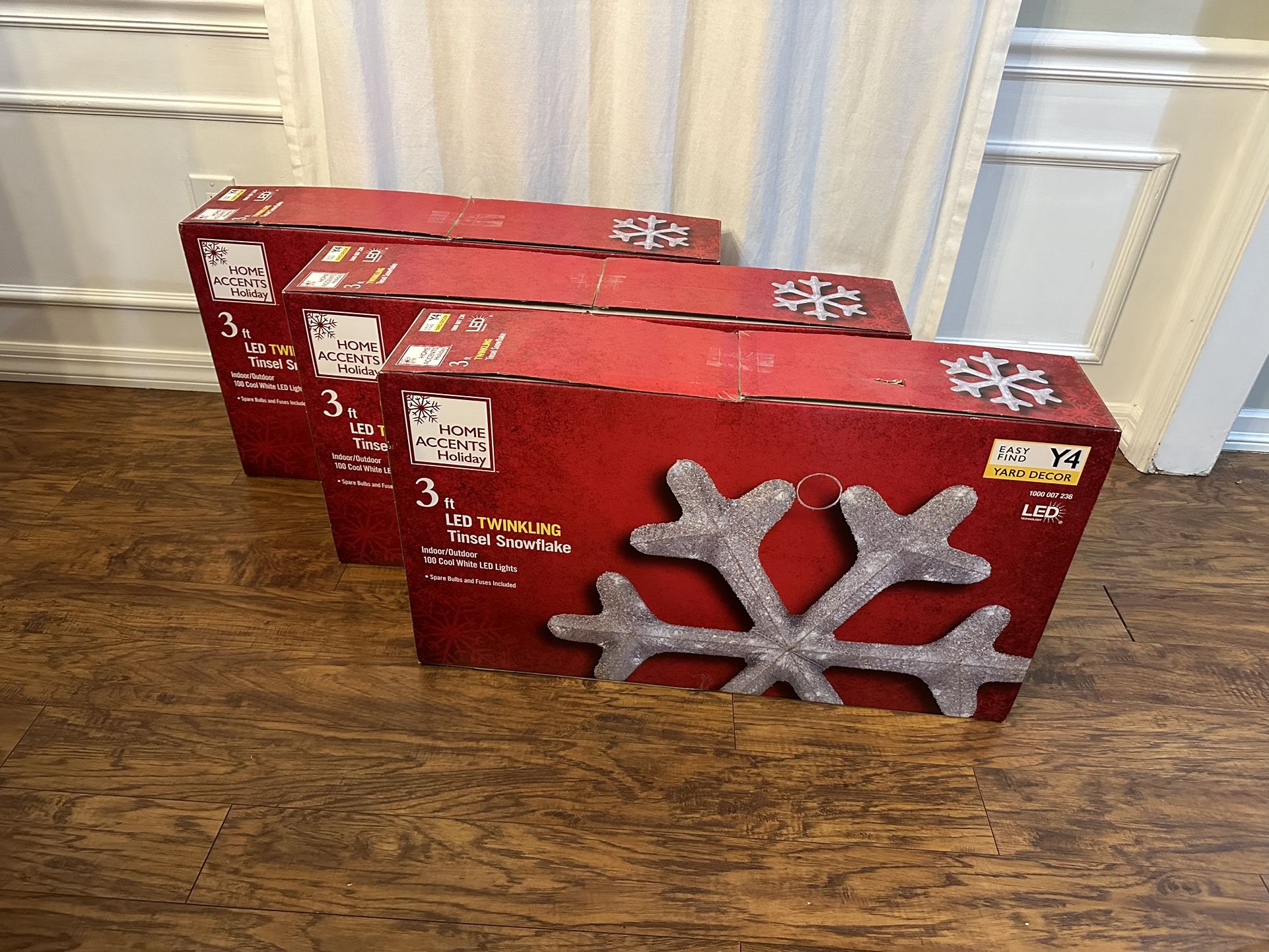 Christmas Lights - (3) 3ft. LED Tinsel Snowflakes