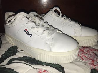 Womens Fila White Platform Sneakers