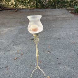 Tall Wrought Iron Hurricane Candle Holder – $30