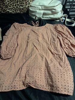 A New Day Pink Eyelet Puff Sleeve Blouse