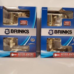 Lot Of 2 Brinks 2706-105 Keyed Entry Polished Brass Waved Lever Style 