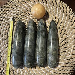 Set of 4 massage wands I don't know the type of gemstones it it The round is also a gemstone