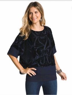 Chico's Velvet Tina Two Fee Top Night life Navy