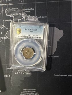 Cuba coin ,monedas ,1915 2 centavos MS63 PCGS