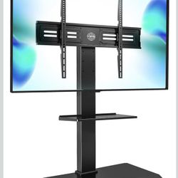  Floor TV Stand with Swivel Bracket for Large 50-85 Inch LCD/LED TVs, Adjustable Shelf, Tall Corner TV Stands for Bedroom and Living Room, Supports