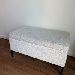Ivory Boucle Storage Bench