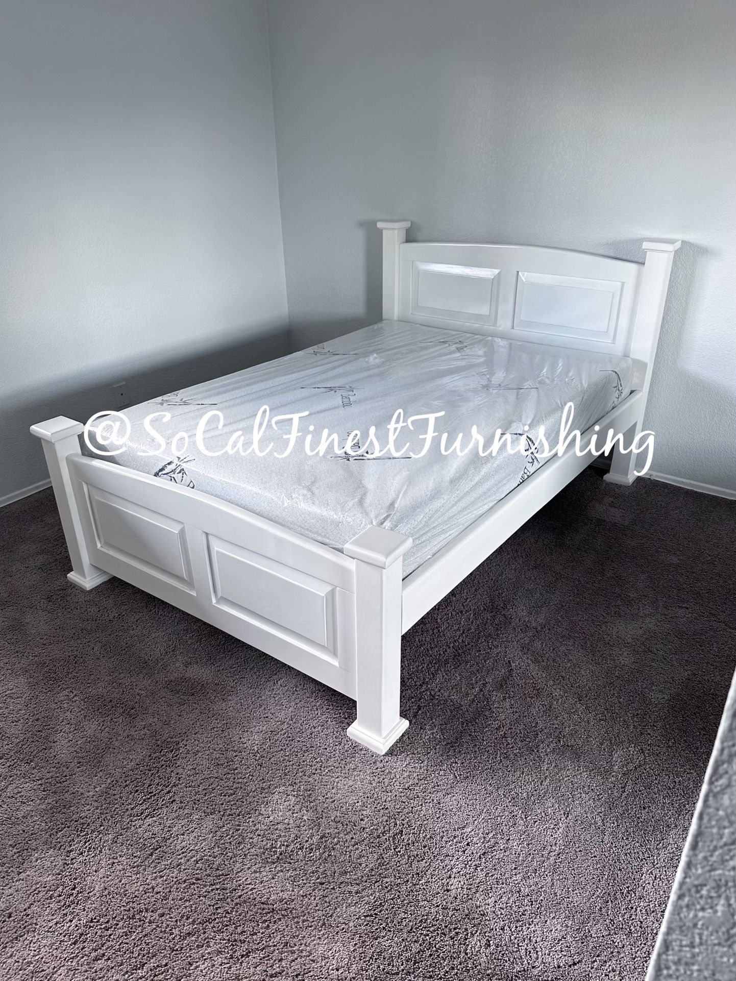 White Full Bed And Memory Foam Mattress