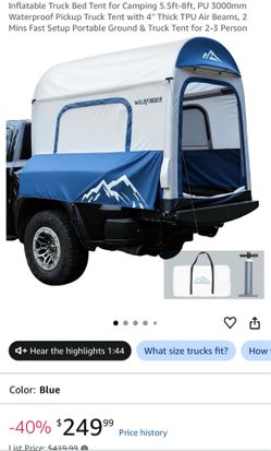 Wildfinder Inflatable Truck Bed Tent for Camping 5.5ft-8ft