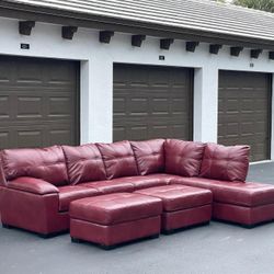 🛋️ Sofa/Couch Sectional - Red - Leather - Delivery Available 🚛