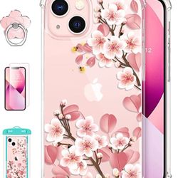 iPhone 13 Case with Screen Protector + Ring Holder + Waterproof Pouch