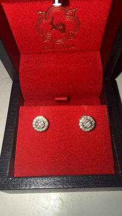 Natural Diamond Cluster Stud Earrings – Round Halo Style