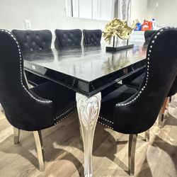 Modern Dining Table With Tempered Glass Set