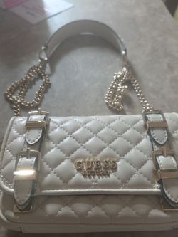 Guess Quilted Mini Crossbody Bag White