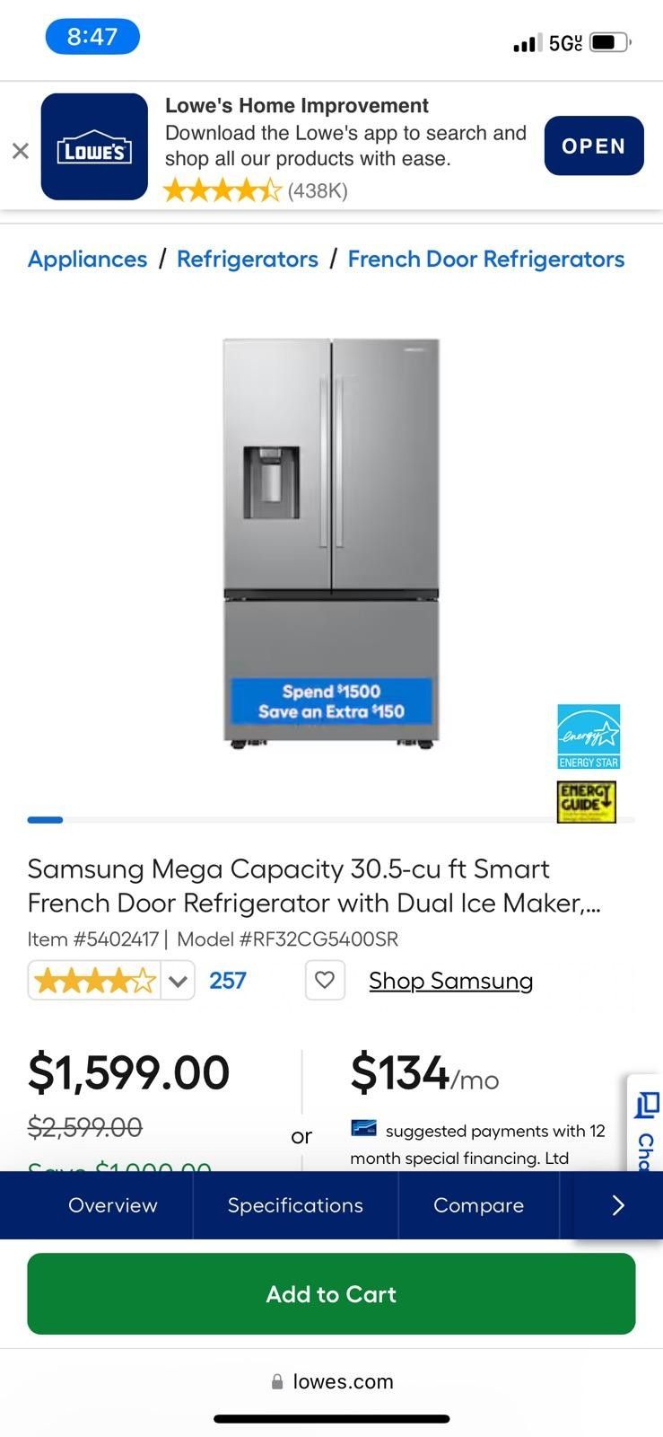 Brand New Scratch And Dent Refrigerator