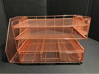 Desktop Organizer 4-Tier Desk Organizers Sets and Storage, File Organizers for Desk Drawer Organizer, Paper Organizer for Desk (Rose Gold)