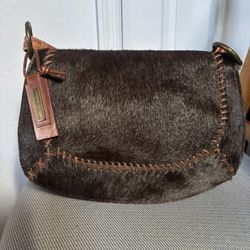 Antonio Melani Brown Fur Saddlebag Purse