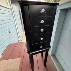 Black End Table With Organization Drawers 