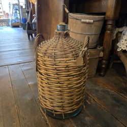 Antique Wicker Covered Demi John Bottle 