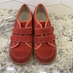 Red Leather Elephantito Unisex Kids with Double Velcro Shoes Size 1.5!