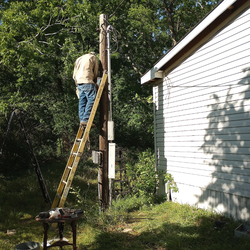 Saw pole and breaker box