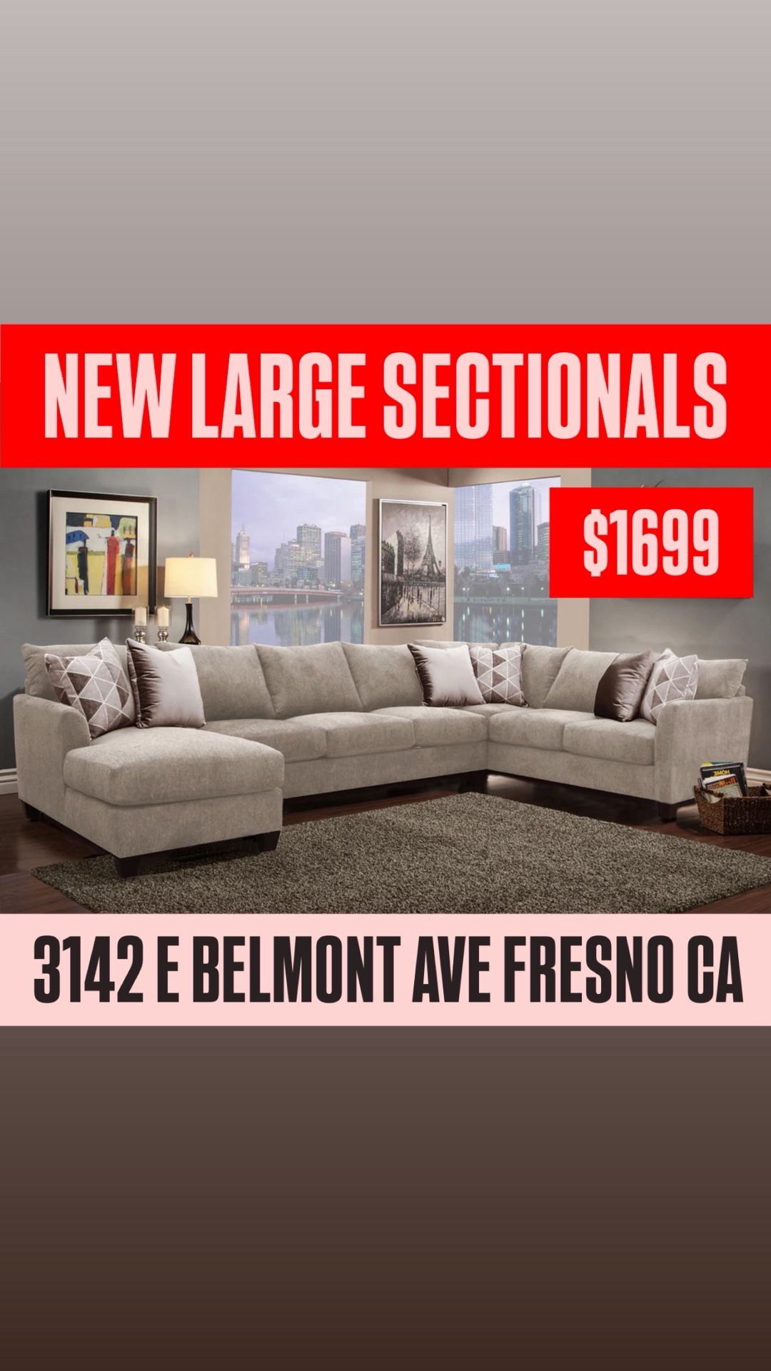 New U Shaped Light Gray Sectional Sofa