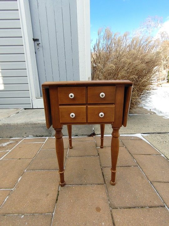 Mid-Century Solid Cherry Dropleaf Side Table