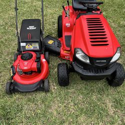 Craftsman riding and push mower- $2100