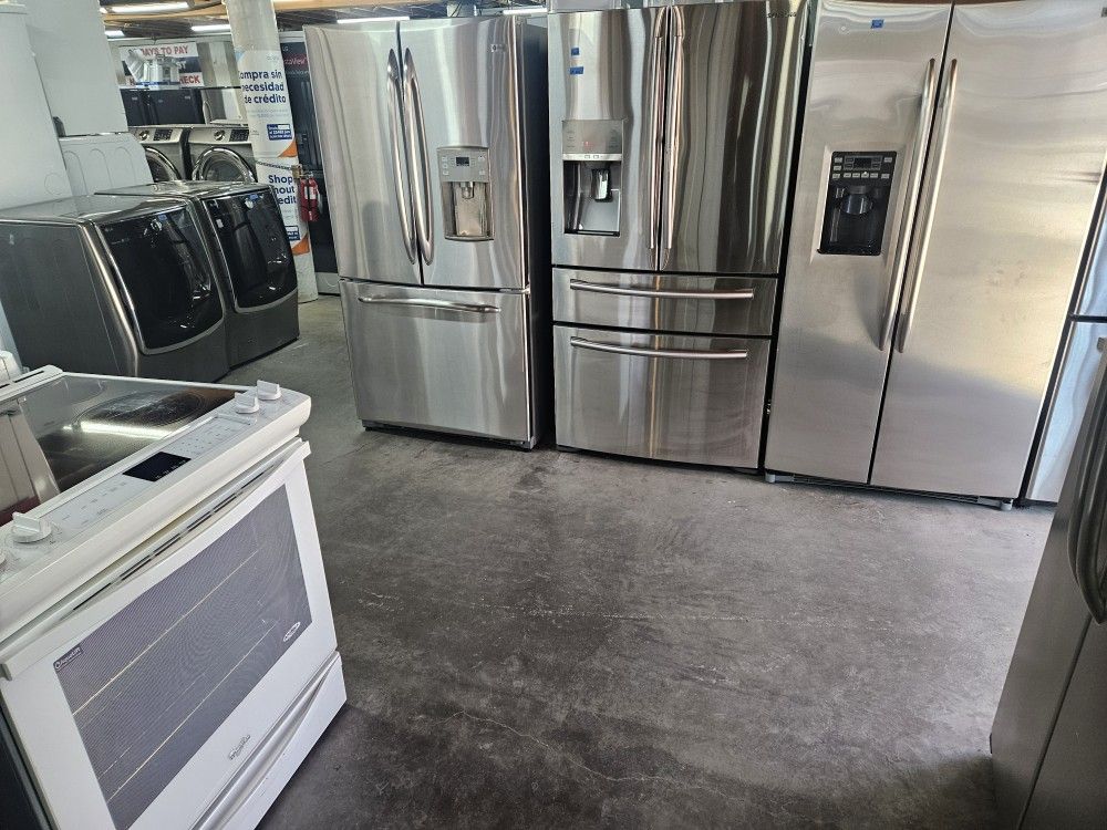 BLOW OUT SALE STORE FULL NICE CERTIFIED GENTLY USED WASHER DRYER REFRIGERATORS OVEN STOVE STACKABLE FREE WARRANTY SAMSUNG GE WHIRLPOOL LG BOSH KENMORE