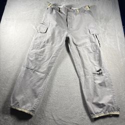 Y2K Volcom VSCOUT Men’s 36 Beige Pants Cargo Distressed Baggy Skate #2909