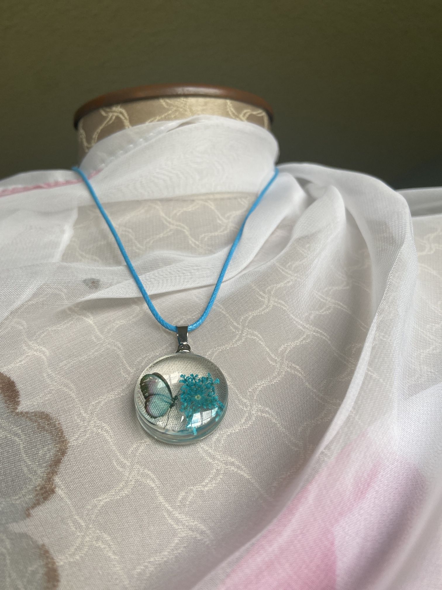 GLASS BUTTERFLY 🦋 CHARM & CORD NECKLACE 